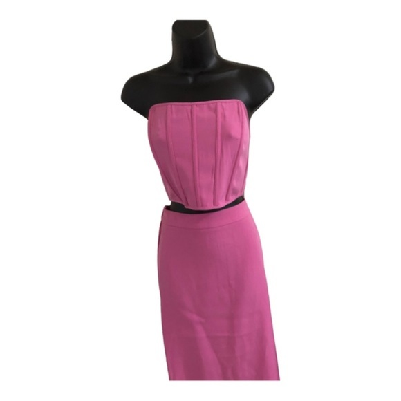 Sincerely Jules pink strapless bustier top & midi skirt set size small brand new - Picture 1 of 12
